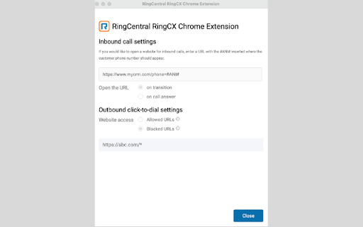 RingCentral RingCX Chrome Extension  from Chrome web store to be run with OffiDocs Chromium online