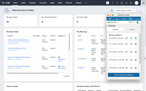 RingCentral RingCX for Zoho  from Chrome web store to be run with OffiDocs Chromium online