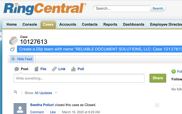 RingCentral Team Messaging Salesforce  from Chrome web store to be run with OffiDocs Chromium online