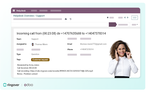 Ringover VoIP Phone for Odoo  from Chrome web store to be run with OffiDocs Chromium online