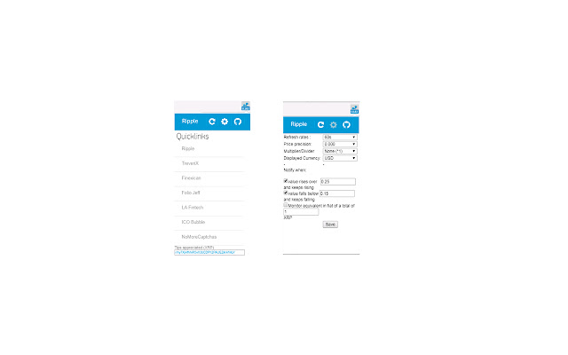 Ripple Price Ticker  from Chrome web store to be run with OffiDocs Chromium online