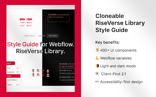 RiseVerse Library: Prevent class duplication in Webflow  from Chrome web store to be run with OffiDocs Chromium online