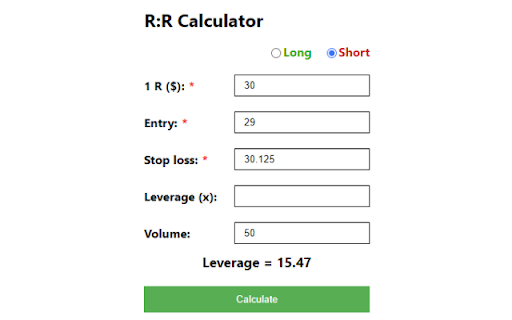 Risk/Reward Ratio Calculator  from Chrome web store to be run with OffiDocs Chromium online