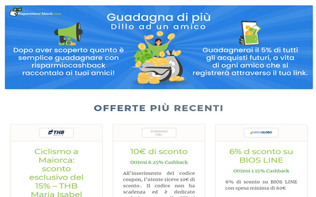 Risparmiocashback Codici Sconto e Coupon  from Chrome web store to be run with OffiDocs Chromium online