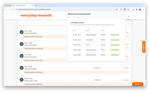 Rissole Receipt Downloader  from Chrome web store to be run with OffiDocs Chromium online