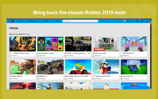 Roblox 2019 UI  from Chrome web store to be run with OffiDocs Chromium online
