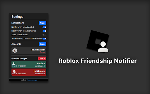 Roblox Friendship Notifier  from Chrome web store to be run with OffiDocs Chromium online