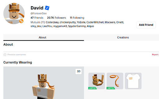 Roblox Mutuals Viewer  from Chrome web store to be run with OffiDocs Chromium online