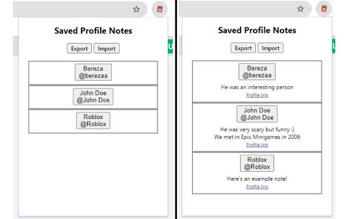 Roblox Profile Notes  from Chrome web store to be run with OffiDocs Chromium online