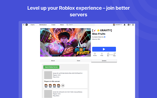 OffiDocs Chromiumオンラインで実行するChrome WebストアのRoblox Server Finder