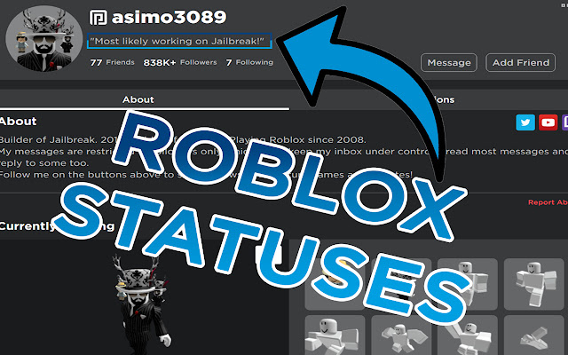 Roblox Show Status  from Chrome web store to be run with OffiDocs Chromium online