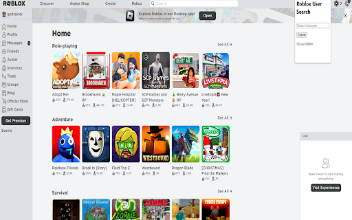 Roblox User Search  from Chrome web store to be run with OffiDocs Chromium online