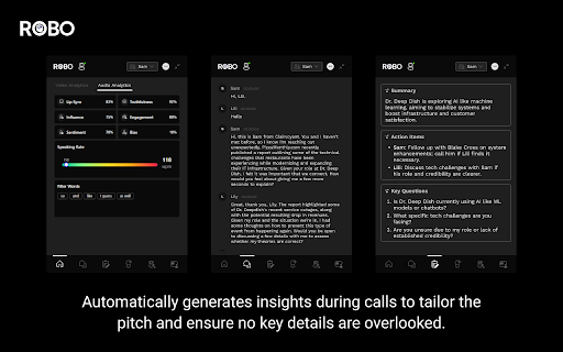 ROBO: AI Powered Sales Intelligence  Real Time Coaching  from Chrome web store to be run with OffiDocs Chromium online