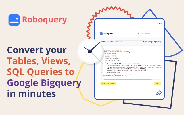 Roboquery Convert code to Google Bigquery  from Chrome web store to be run with OffiDocs Chromium online