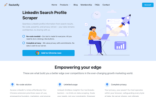 Rocketify Social Media Scraper  from Chrome web store to be run with OffiDocs Chromium online