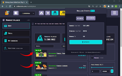 Roller Stats  from Chrome web store to be run with OffiDocs Chromium online