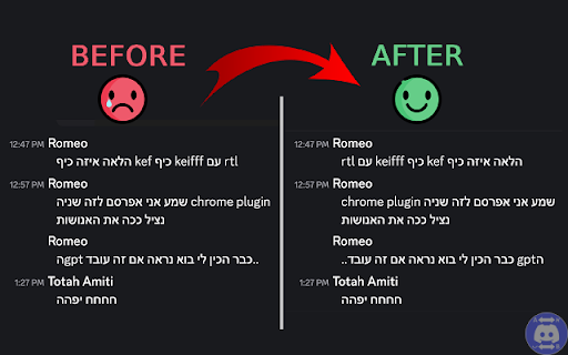 Romeos Discord Bidi (RTL) Fix  from Chrome web store to be run with OffiDocs Chromium online