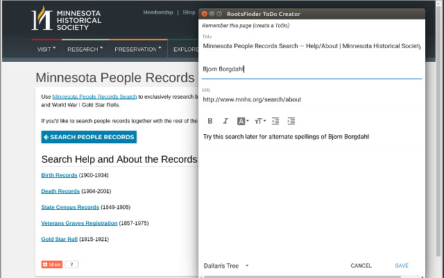 RootsFinder ToDos  from Chrome web store to be run with OffiDocs Chromium online