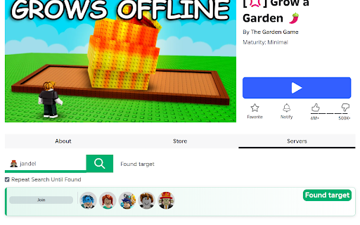 RoSearcher Join Anyone on Roblox  from Chrome web store to be run with OffiDocs Chromium online