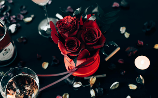 Rose bouquet and wine table  from Chrome web store to be run with OffiDocs Chromium online