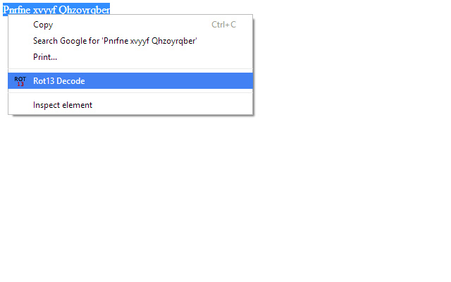 Rot13 Decoder  from Chrome web store to be run with OffiDocs Chromium online