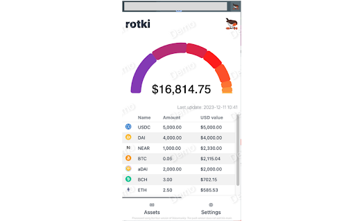 Rotki extension  from Chrome web store to be run with OffiDocs Chromium online