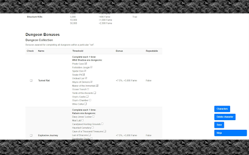 ROTMG RealmEye AddCheckboxes  from Chrome web store to be run with OffiDocs Chromium online