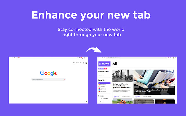 Rowe News New Tab  from Chrome web store to be run with OffiDocs Chromium online