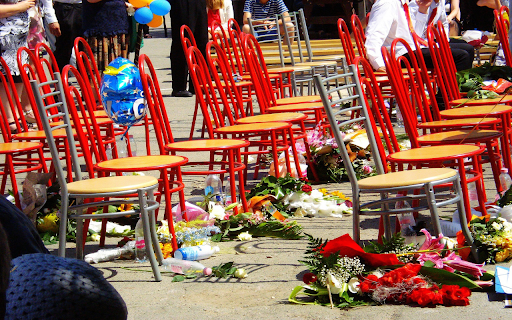 Rows of chairs and flowers  from Chrome web store to be run with OffiDocs Chromium online