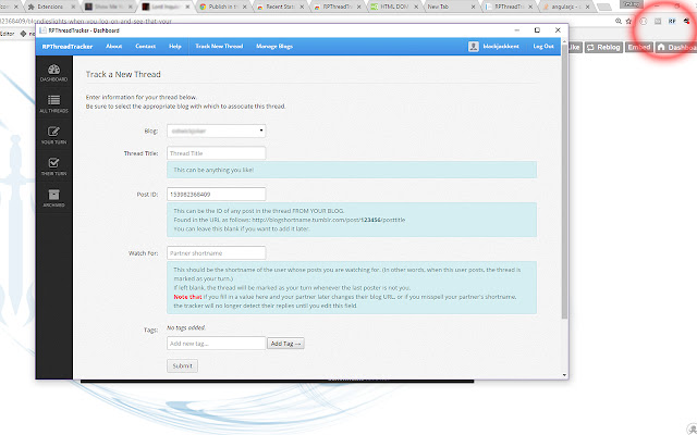 RPThreadTracker QuickAdd  from Chrome web store to be run with OffiDocs Chromium online