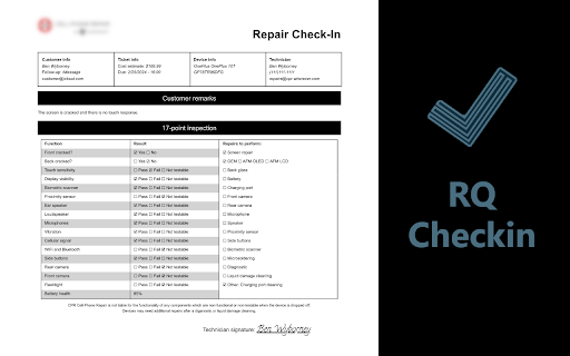 RQ Checkin  from Chrome web store to be run with OffiDocs Chromium online