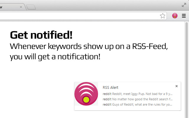 RSS Alarm  from Chrome web store to be run with OffiDocs Chromium online