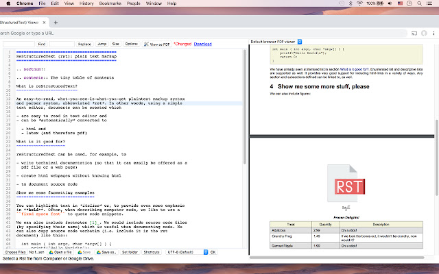 RST (reStructuredText) Viewer and Editor  from Chrome web store to be run with OffiDocs Chromium online
