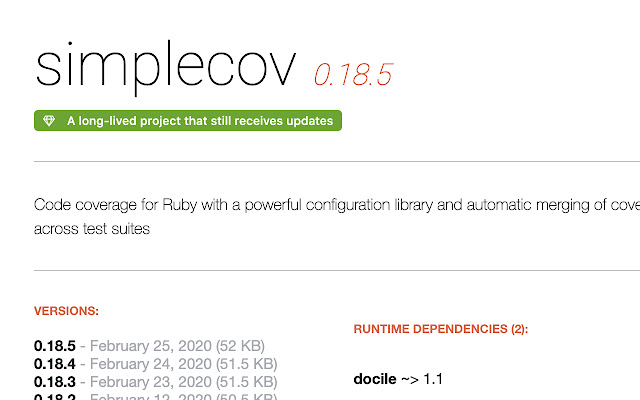 Ruby Toolbox data on Rubygems.org  from Chrome web store to be run with OffiDocs Chromium online
