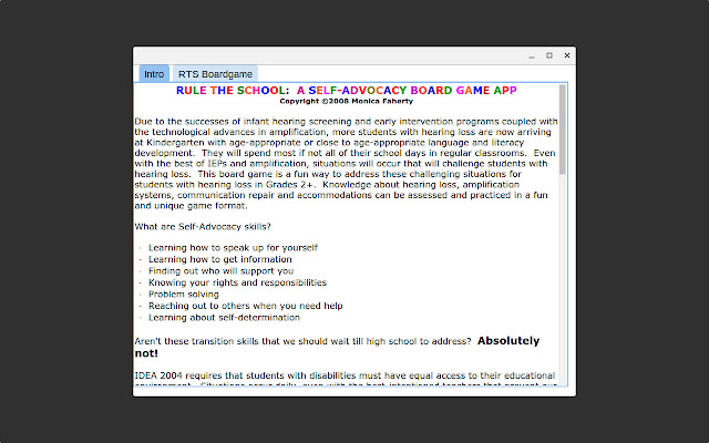 Rule The School Self Advocacy Board Game  from Chrome web store to be run with OffiDocs Chromium online