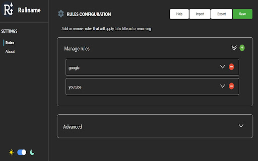 Ruliname  from Chrome web store to be run with OffiDocs Chromium online