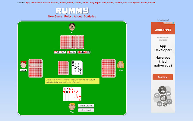Rummy  from Chrome web store to be run with OffiDocs Chromium online