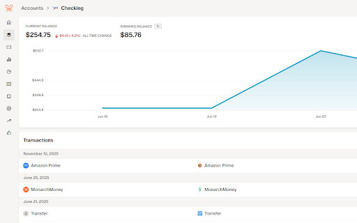 Running balance for MonarchMoney  from Chrome web store to be run with OffiDocs Chromium online