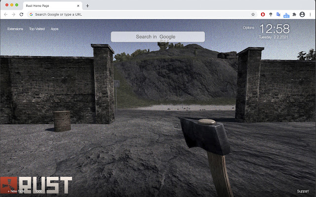 Rust Home Page  from Chrome web store to be run with OffiDocs Chromium online