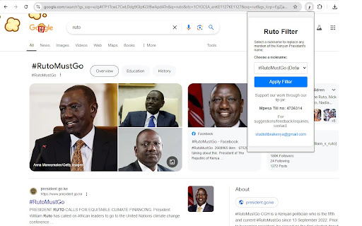 Ruto Filter  from Chrome web store to be run with OffiDocs Chromium online