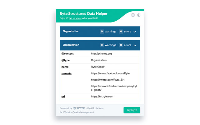 Ryte structured data helper  from Chrome web store to be run with OffiDocs Chromium online