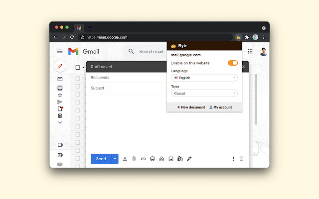 Rytr AI powered writing assistant  from Chrome web store to be run with OffiDocs Chromium online