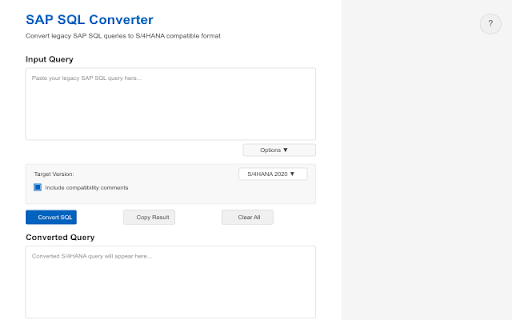 S/4HANA Query Converter  from Chrome web store to be run with OffiDocs Chromium online