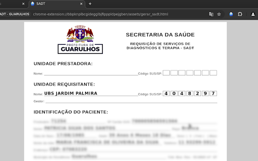 SADT GUARULHOS  from Chrome web store to be run with OffiDocs Chromium online