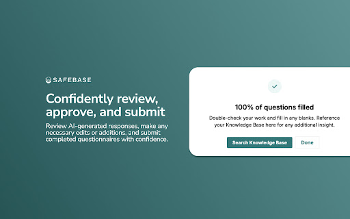 SafeBase Security Questionnaire Plugin  from Chrome web store to be run with OffiDocs Chromium online SafeBase Security Questionnaire Plugin  from Chrome web store to be run with OffiDocs Chromium online