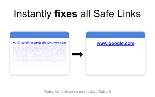 Safelinks Skipper — Remove/Fix Outlook Safe Links  from Chrome web store to be run with OffiDocs Chromium online