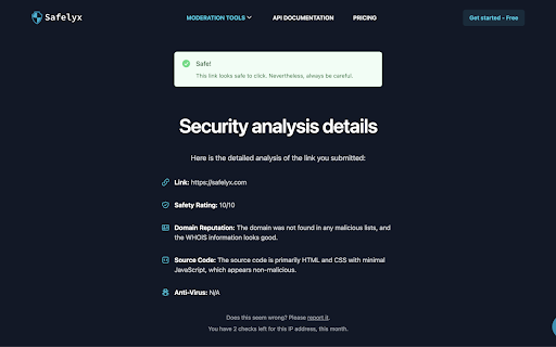 Safelyx  from Chrome web store to be run with OffiDocs Chromium online