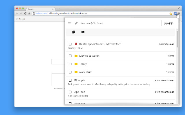 Safenotes  from Chrome web store to be run with OffiDocs Chromium online