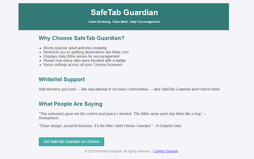 SafeTab Guardian  from Chrome web store to be run with OffiDocs Chromium online