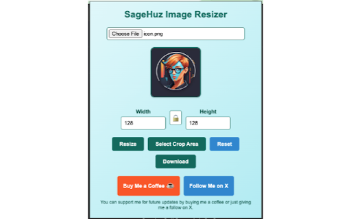 SageHuz Image Resizer  from Chrome web store to be run with OffiDocs Chromium online